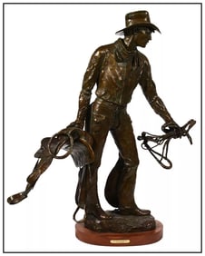 Grant Speed The End Of A Long Day Original Signed Bronze Sculpture Western Art