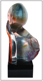 Dino Rosin The Thinker Full Round Glass Sculpture Figure Signed Framed Artwork