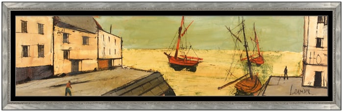 Charles Levier Original Oil Painting On Canvas Seascape Signed Framed Artwork