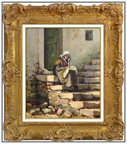 Franco Colella Original Oil Painting On Canvas Signed Female Portrait Framed Art