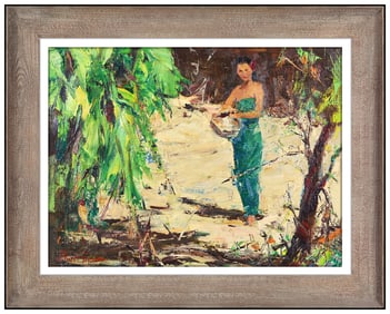 Burt Procter Original Oil Painting On Canvas Female Figure Signed Framed Artwork