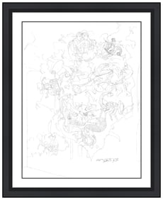 Guillaume Azoulay Large Original Ink Drawing Framed Contemporary Zodiac Artwork