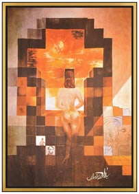 Salvador Dali Original Large Tapestry Lincoln In Dalivision Woman Framed Artwork