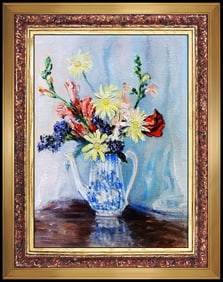 Johann Berthelsen Original Oil Painting On Board Signed New York Flowers Artwork