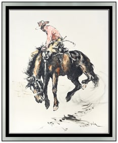 Pal Fried Original Oil Painting On Canvas Figures Horse Signed Framed Artwork