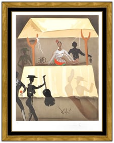 Salvador Dali Original Lithograph The Fruit Vendor Figure Signed Framed Artwork