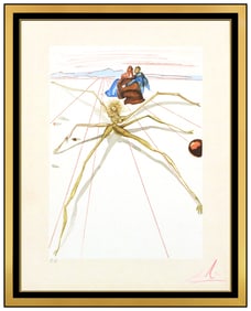 Salvador Dali Original Purgatory Canto 12 Wood Etching Signed Framed Surreal Art