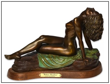 Clyde Ross Morgan Full Round Reclining Bronze Sculpture Signed Sedona Summer Art