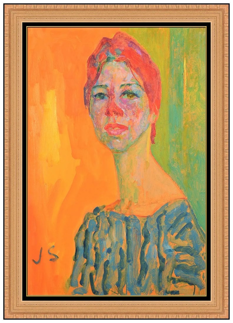 Joseph Solman Original Oil Painting On Board Signed Female Portrait Framed Art (1 of 5)