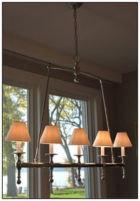 Visual Comfort Five Light Polished Nickel Linear Chandelier Home Decor Artwork
