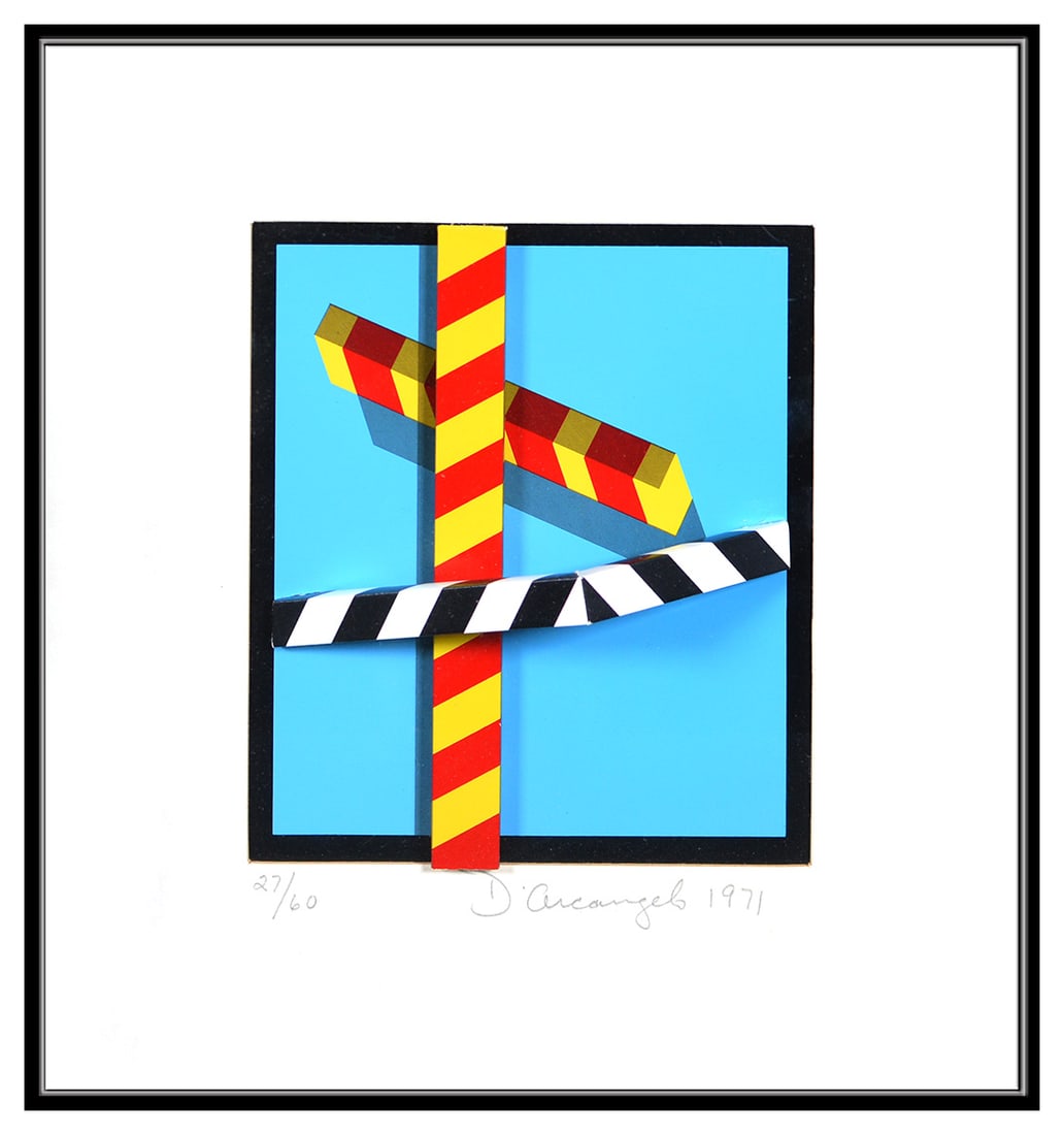 Allan D'Arcangelo Original Sculpture Sky Bars 3D Construction Signed Framed Art: This lot includes:Gallery COA & free domestic shipping (*insurance and international shipping for an additional charge)Artist: Allan D'ArcangeloTitle: Sky Bars 3D Construction Medium: Mixed MediaSize: