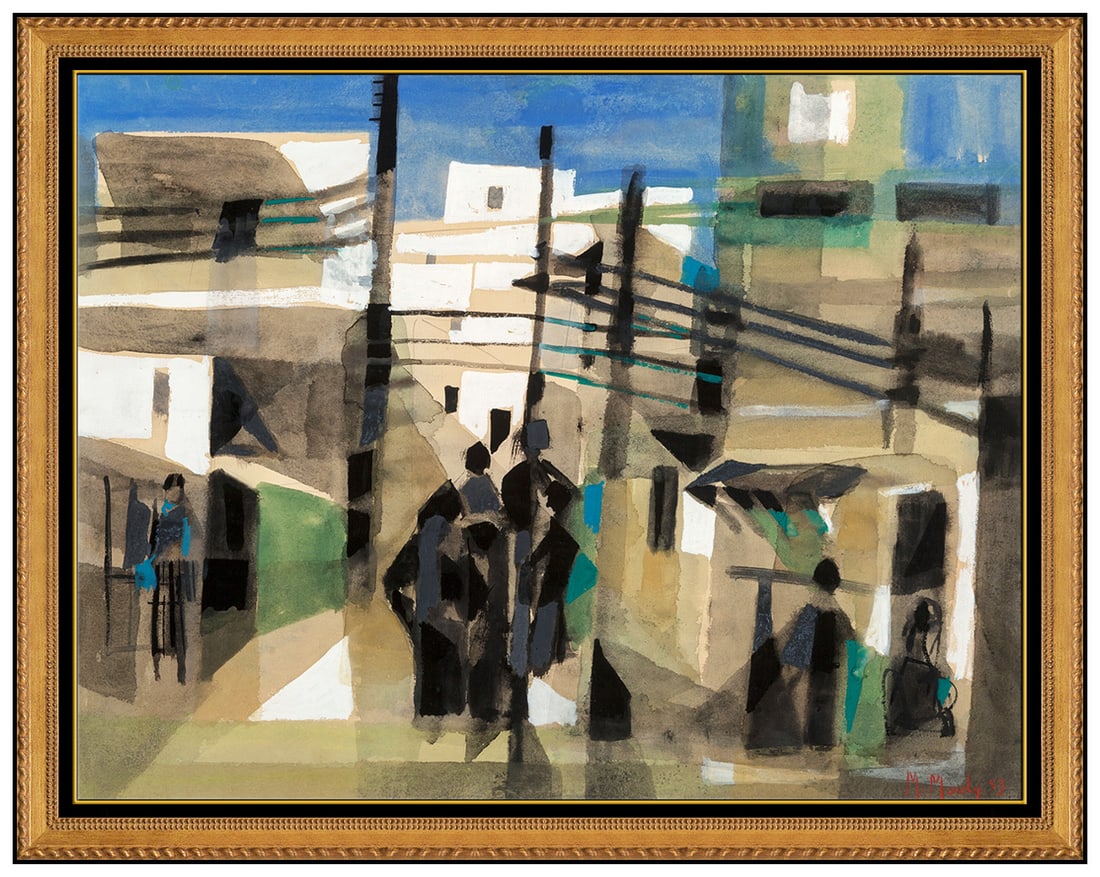 Marcel Mouly Original Gouache And Oil Painting On Board Cubism Signed Cityscape (1 of 4)