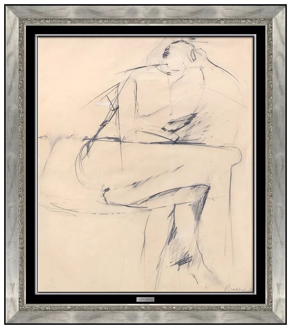 Larry Rivers Signed Charcoal Drawing Figure Portrait Modern Art (1 of 5)