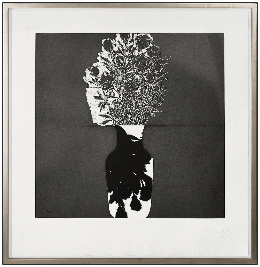 Donald Sultan Signed Aquatint Flowers in a Vase Framed Art (1 of 6)