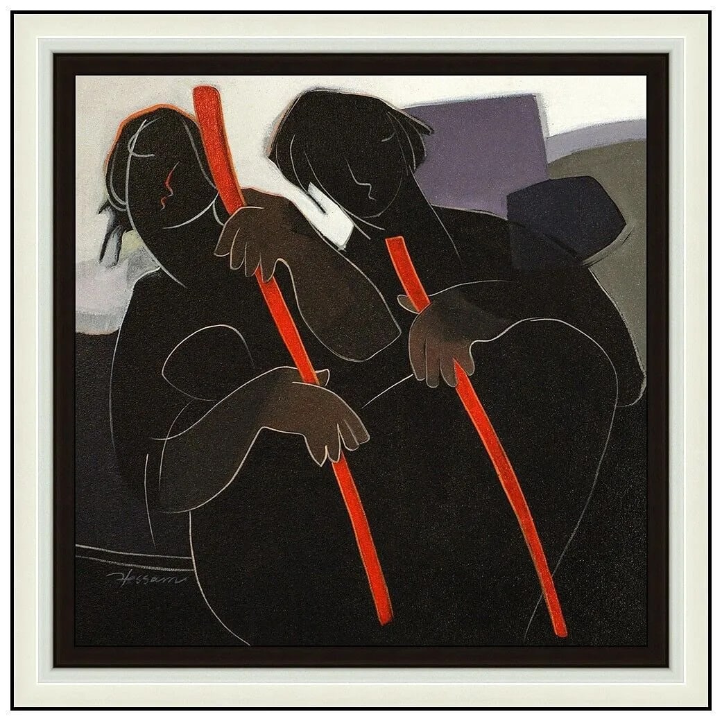 Hessam Abrishami Signed Oil Painting on Canvas Music Figure Portrait: This Lot Includes:Gallery Coa & Free Domestic Shipping (*Insurance And International Shipping For An Additional Charge)Artist: Hessam Abrishami Title: Rhythm In Red Medium: Oil Painting On CanvasSize: