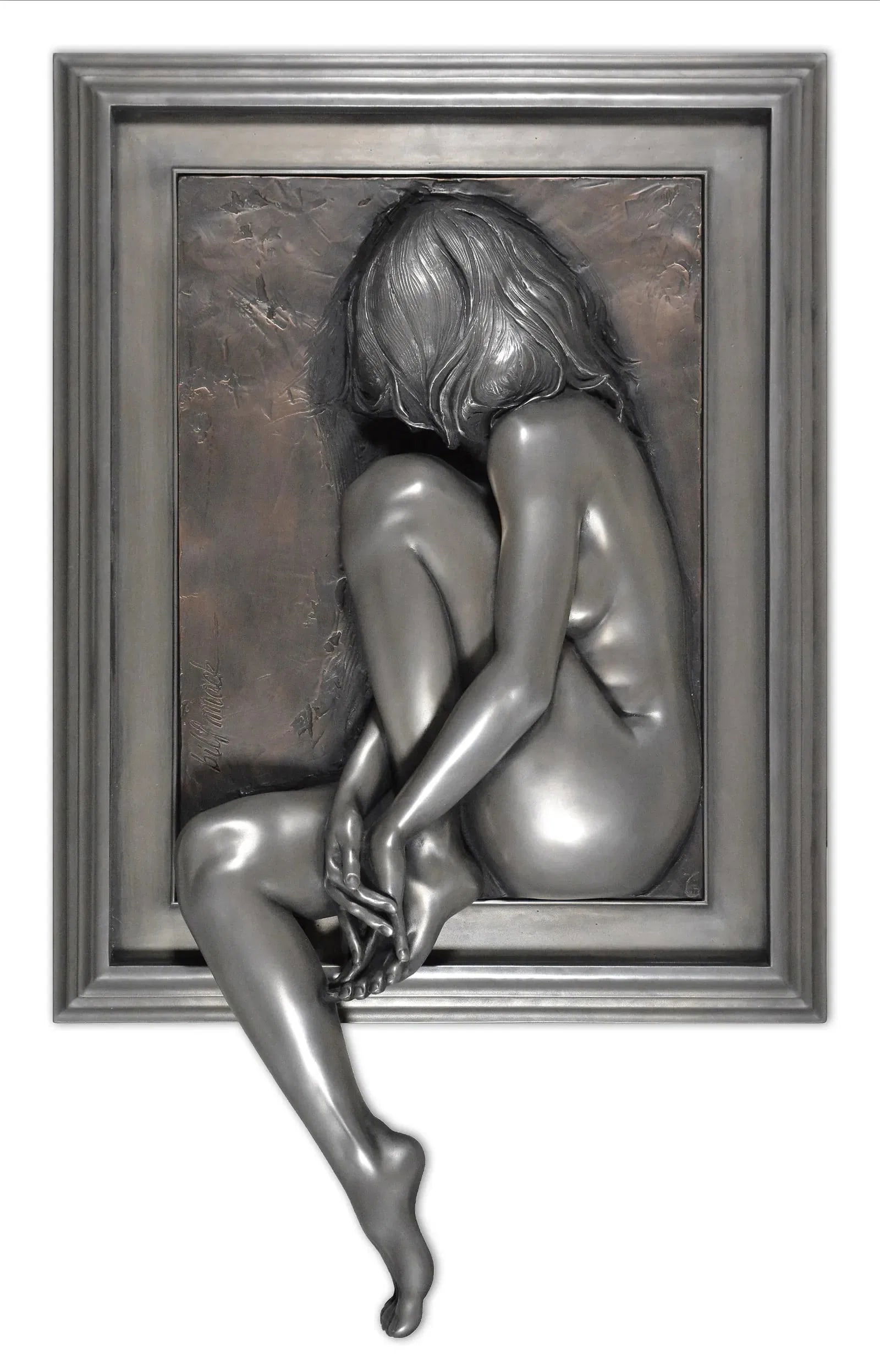 Bill Mack Longing Bronze Relief Wall Sculpture Nude Realism Signed Framed: This lot includes:Gallery COA & free domestic shipping (*insurance and international shipping for an additional charge)Artist: Bill MackTitle: LongingMedium: 3D Bronze Relief SculptureFramed: 47.5" x
