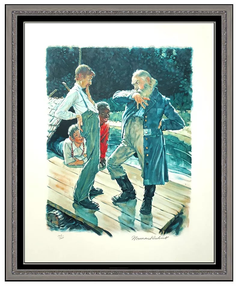 Norman Rockwell Hand Signed Lithograph Huckleberry Finn Art (1 of 5)