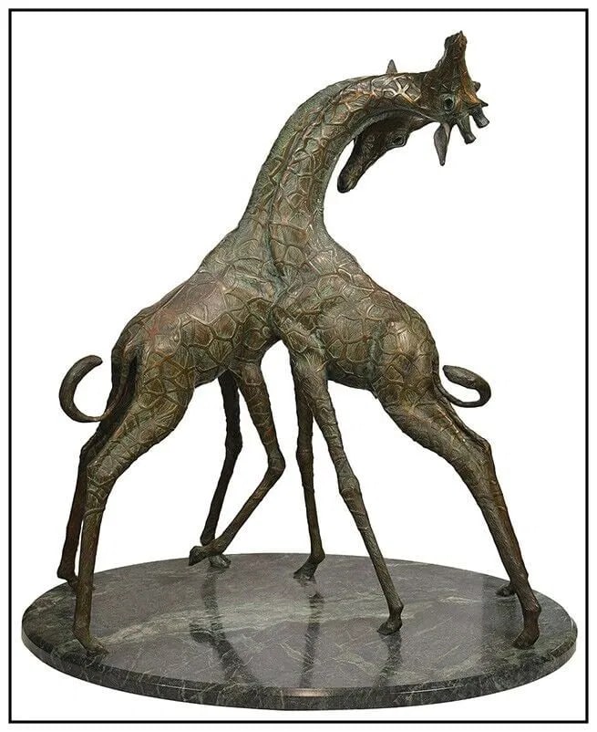 Geoffrey C Smith Large Wildlife Bronze Sculpture Necking Giraffes Signed Art (1 of 5)