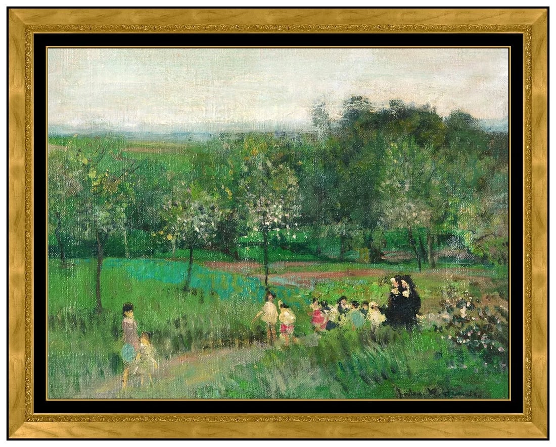 Jules Herve Original Oil Painting Landscape Signed Framed Artwork (1 of 5)