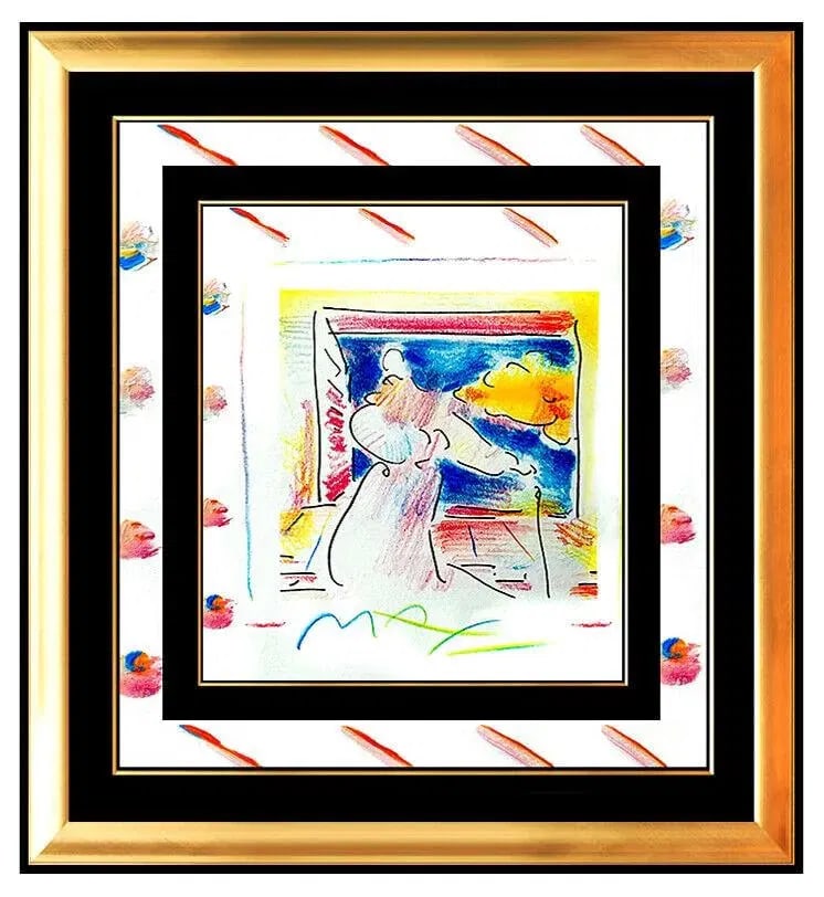 Peter Max Original Painting Sage with Cane Rare Acrylic & Pastel Signed (1 of 5)