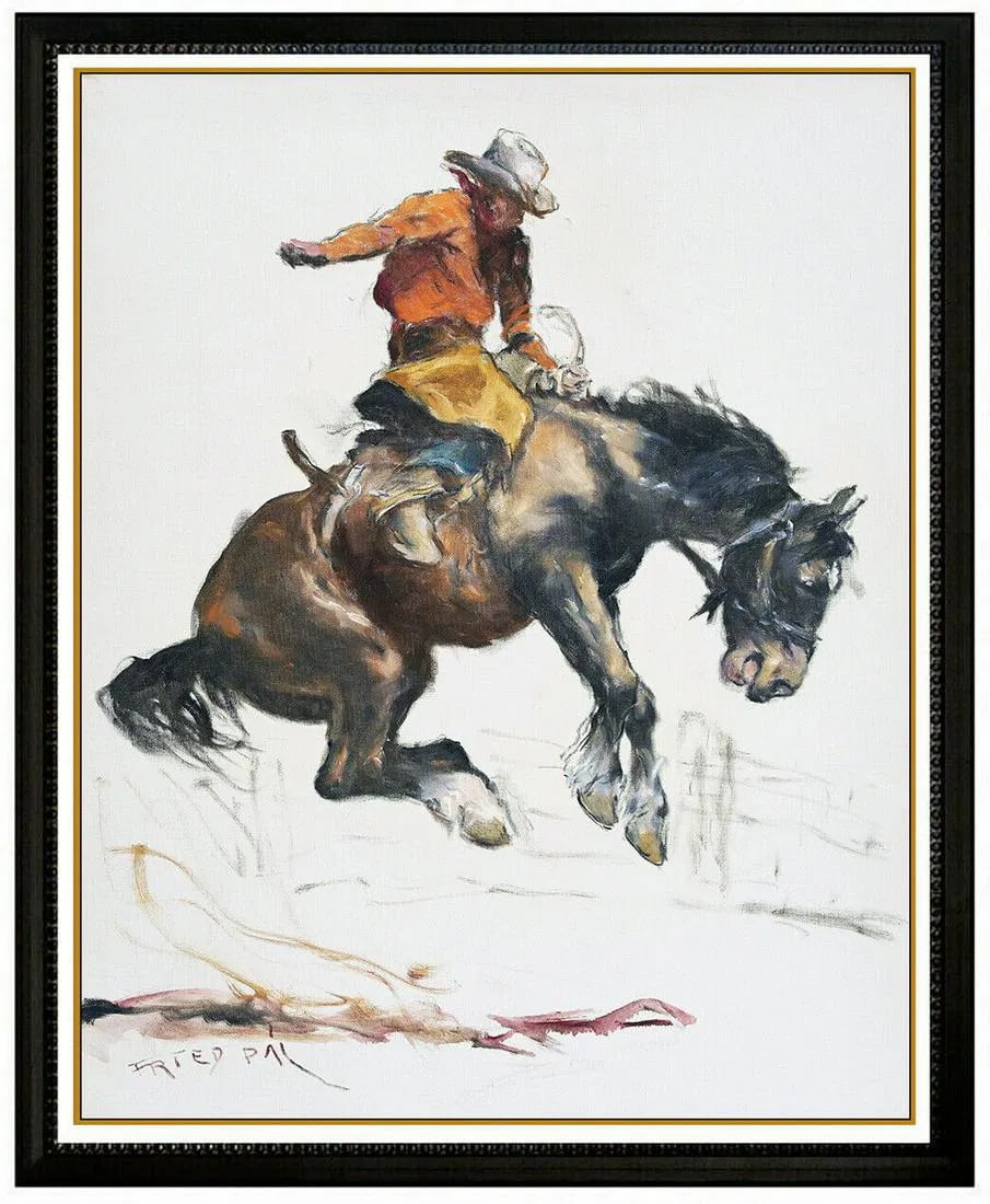 Pal Fried Original Oil Painting Western Horse Cowboy Signed Large Art (1 of 4)