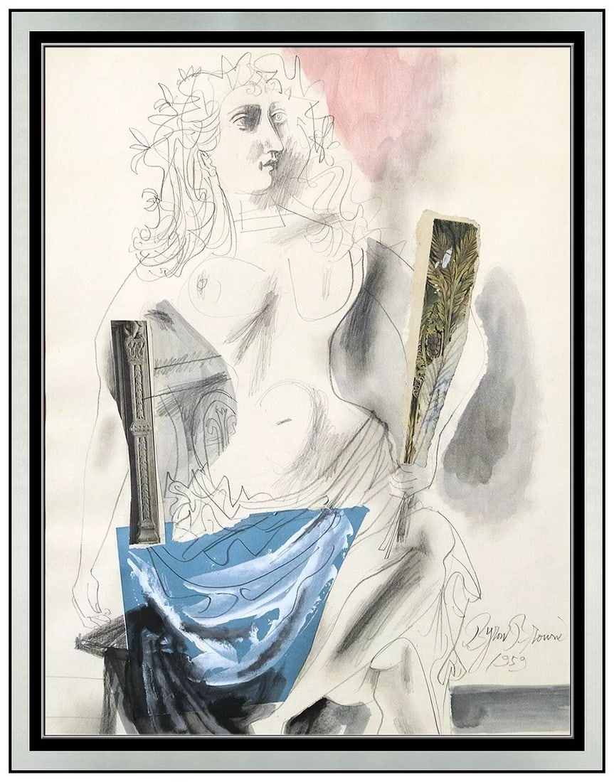 Byron Browne Original Gouache Painting Female Figurative Portrait Signed Framed: This lot includes:Gallery COA & free domestic shipping (*insurance and international shipping for an additional charge)Artist: Byron BrowneTitle: Expectations Medium: Gouache Painting Size: 26”