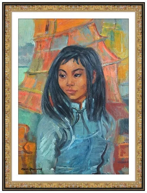 Marion Greenwood Original Oil Painting on Canvas Portrait Signed (1 of 4)