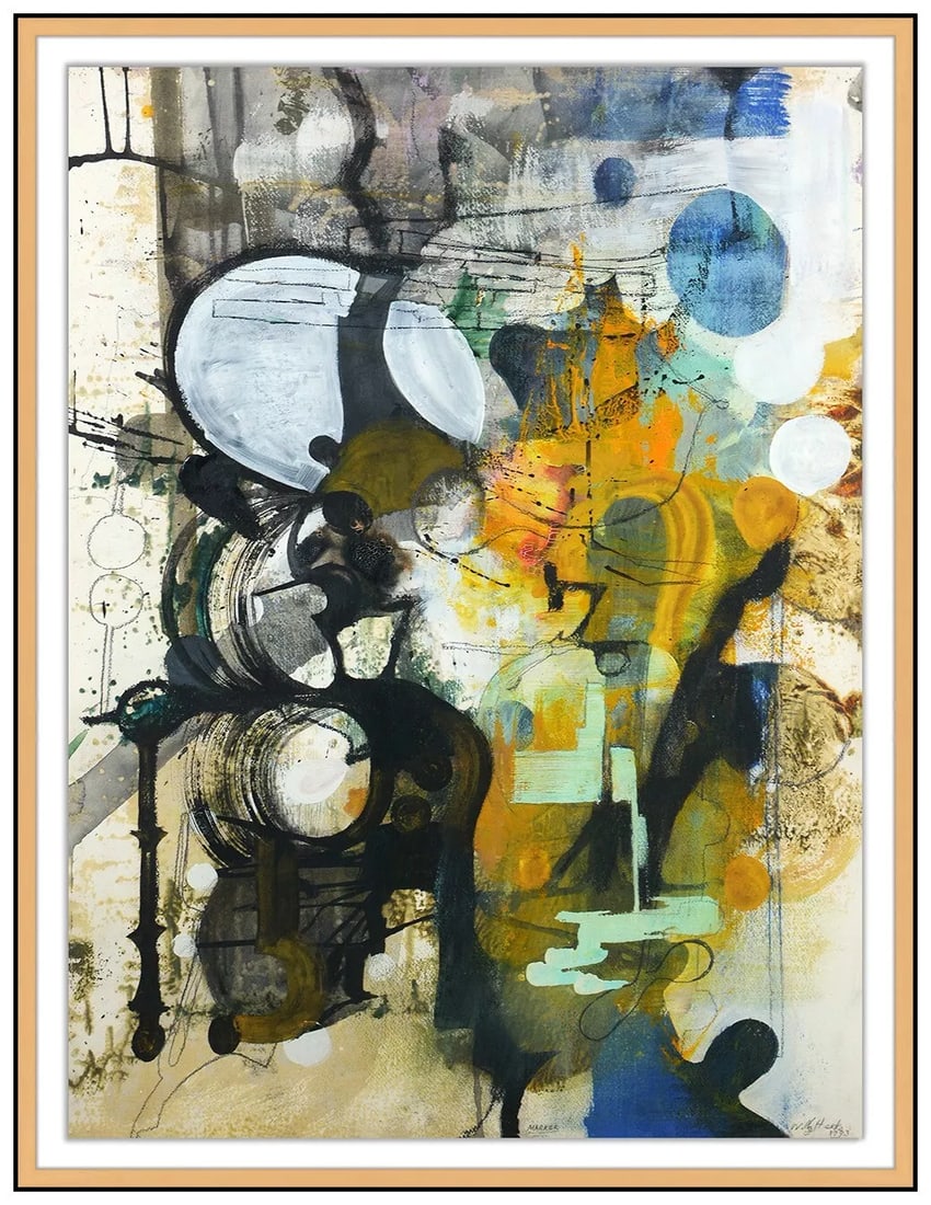 Willy Heeks Large Signed Oil Painting Abstract Framed (1 of 6)