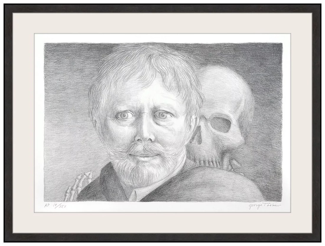 George Tooker Original Self Portrait Lithograph Signed Framed Figurative (1 of 5)