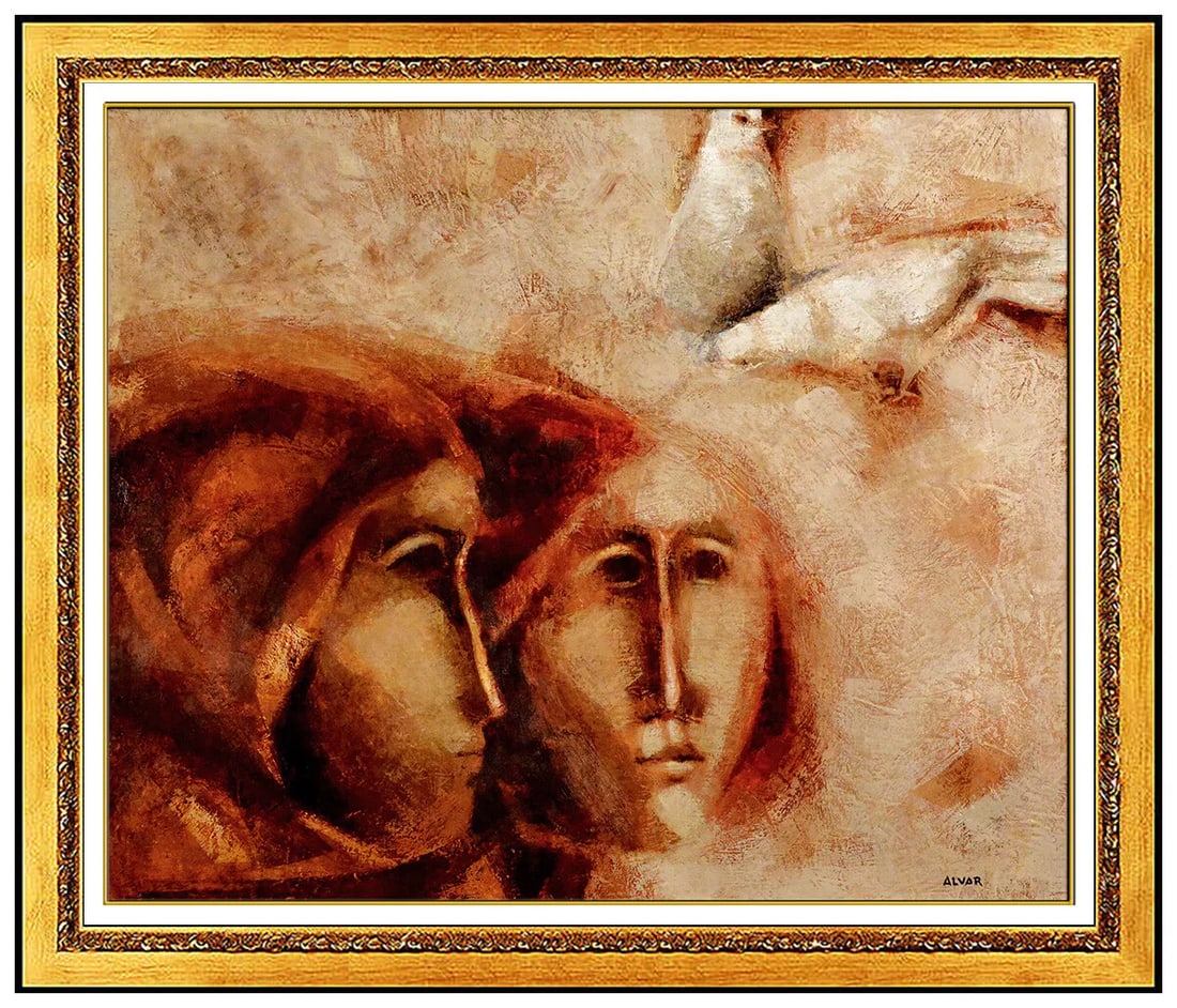 Sunol Alvar Original Oil Painting on Canvas Signed Dove Female Authentic (1 of 6)