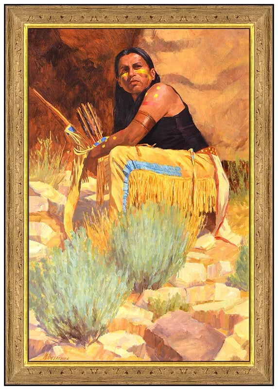 Mike Desatnick Original Oil Painting on Board Large Native American Signed (1 of 5)