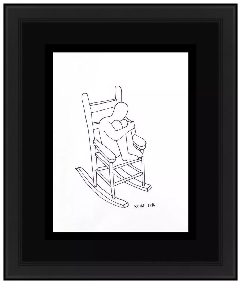 Mark Kostabi Original Faceless Figure Ink Drawing Portrait Signed Modern (1 of 6)