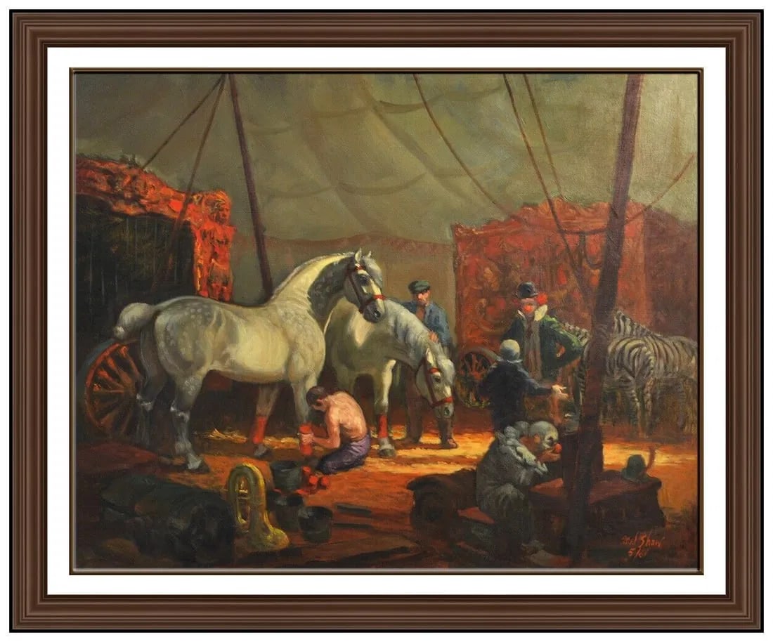 Mel Shaw Large Original Painting on Board Signed Circus Animals Signed Framed (1 of 5)