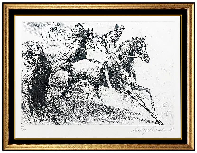 Leroy Neiman Original Horse Racing Etching Daily Double Hand Signed Sports Art (1 of 5)