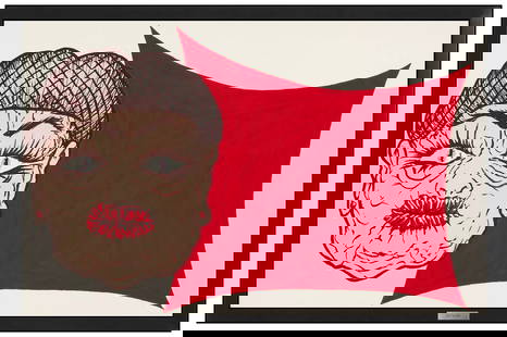Jim Shaw Original Gouache Dream Object Portrait Painting Framed Modern Artwork: This lot includes:Gallery COA & free domestic shipping (*insurance and international shipping for an additional charge)Artist: Jim ShawTitle: Dream Object, Part A Medium: Gouache Painting Size: 9" x 1