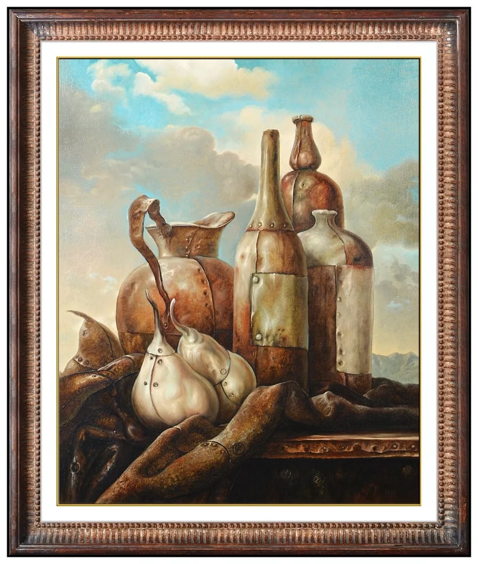 Samuel Bak Original Oil Painting On Canvas Still Life Signed Painting Framed Art: This lot includes:Gallery COA & free domestic shipping (*insurance and international shipping for an additional charge)Artist: Samuel Bak Title: Monument To A Still Life Medium: Oil Painting on Canvas