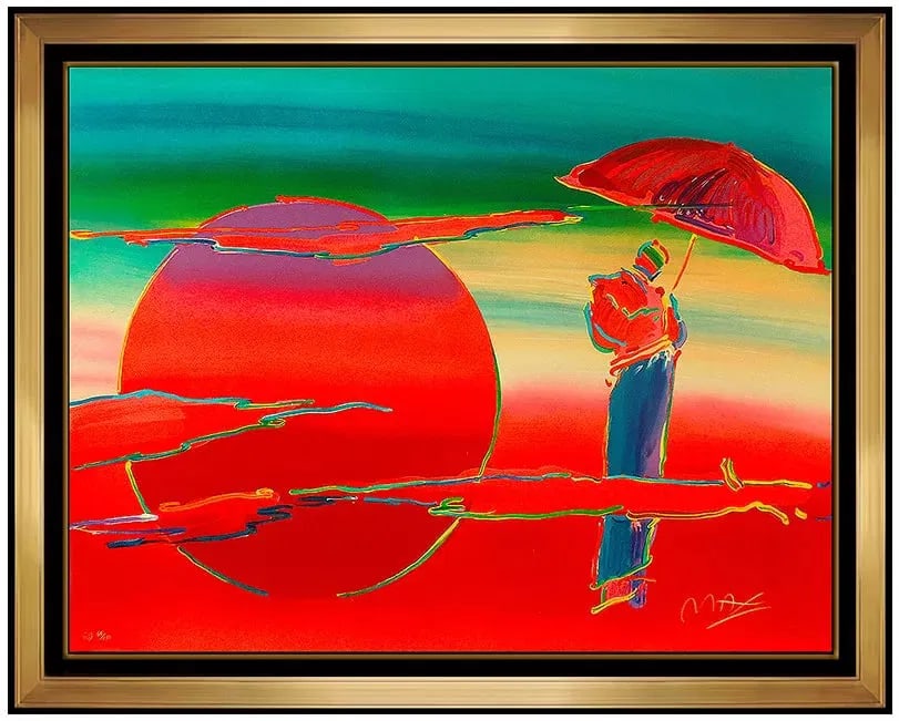 Peter Max New Moon Cosmic Silkscreen Hand Signed Large Pop Art Umbrella Man (1 of 6)