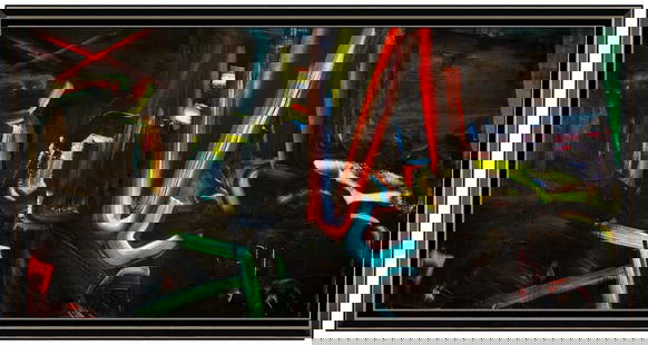 Wendy White Large Original Painting Oil On Canvas Signed Modern Abstract Artwork: This lot includes:Gallery COA & free domestic shipping (*insurance and international shipping for an additional charge)Artist: Wendy WhiteTitle: PitchMedium: Oil On Canvas Size: 36" x 75"Framed: 44" x