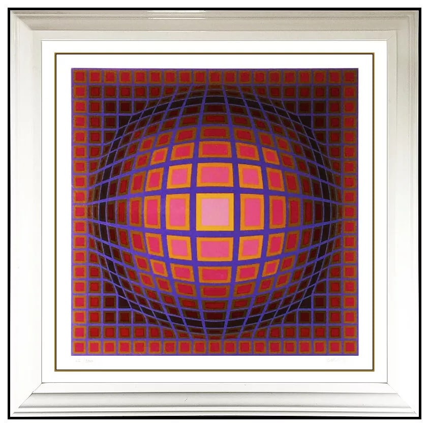 Victor Vasarely Titan C Color Screenprint Signed Modern Op Artwork Vega Rhombus (1 of 4)