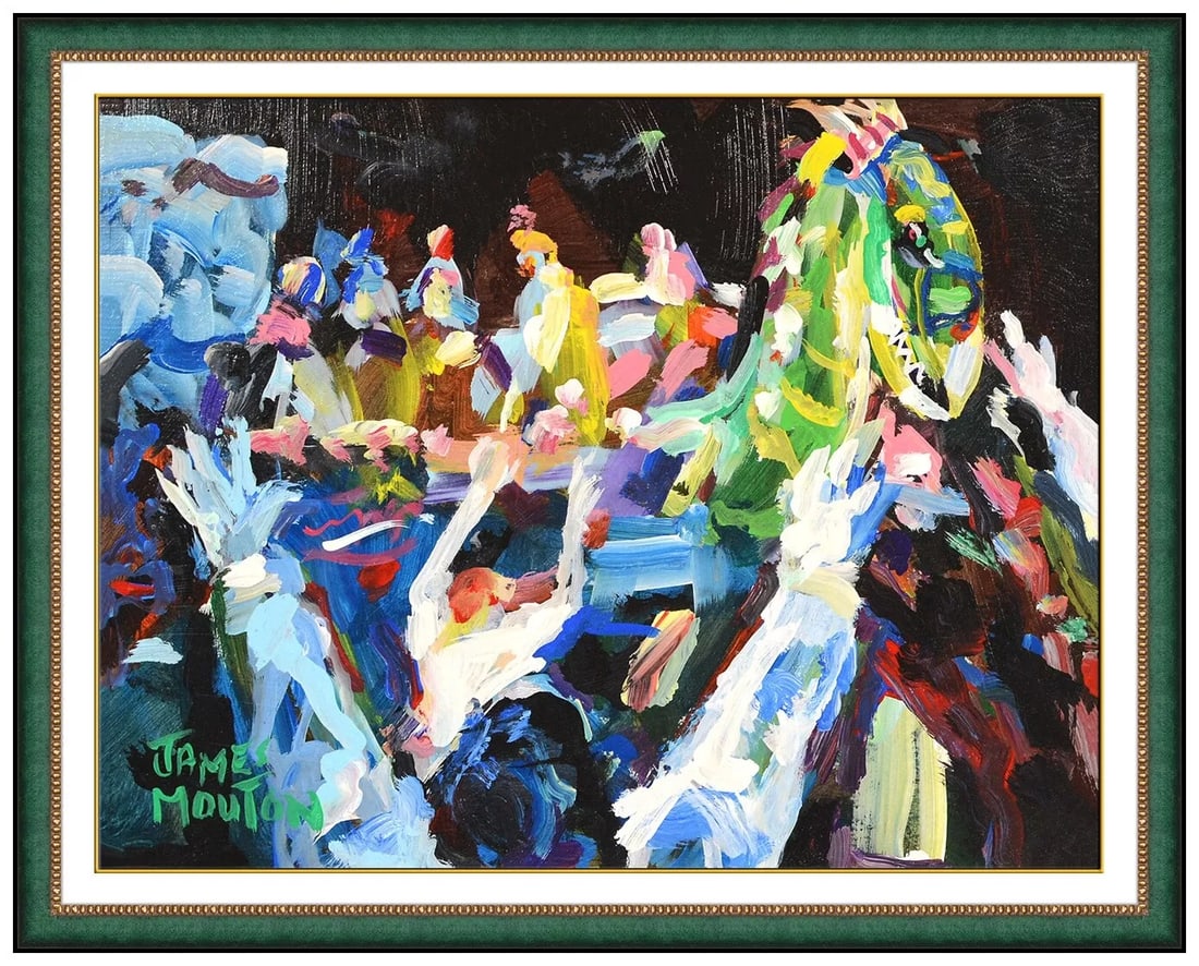 James Mouton Original Figure Abstract Oil Painting On Board Signed Framed Art (1 of 4)