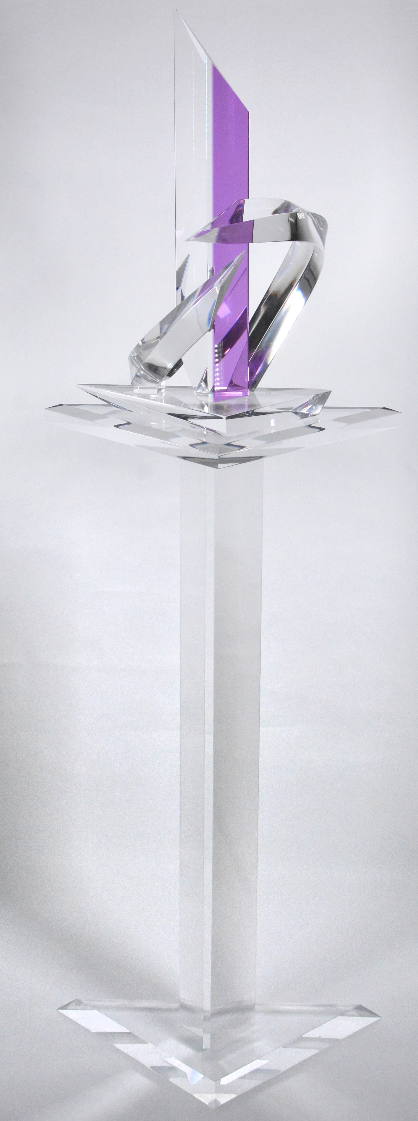 Michael Plaminek Large Original Magenta Hues Lucite Acrylic Abstract Pedestal Sculpture (1 of 9)