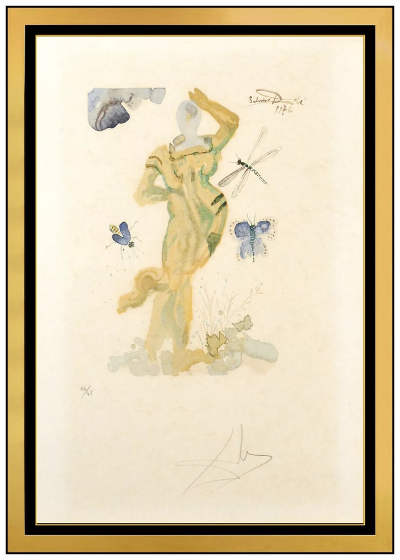 Salvador Dali Erato Surreal Figurative Butterfly Etching Hand Signed Framed (1 of 5)