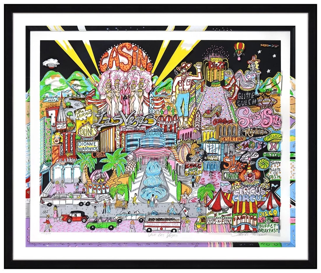 Charles Fazzino Large Original Viva Las Vegas 3D Silkscreen Signed Framed Art (1 of 9)