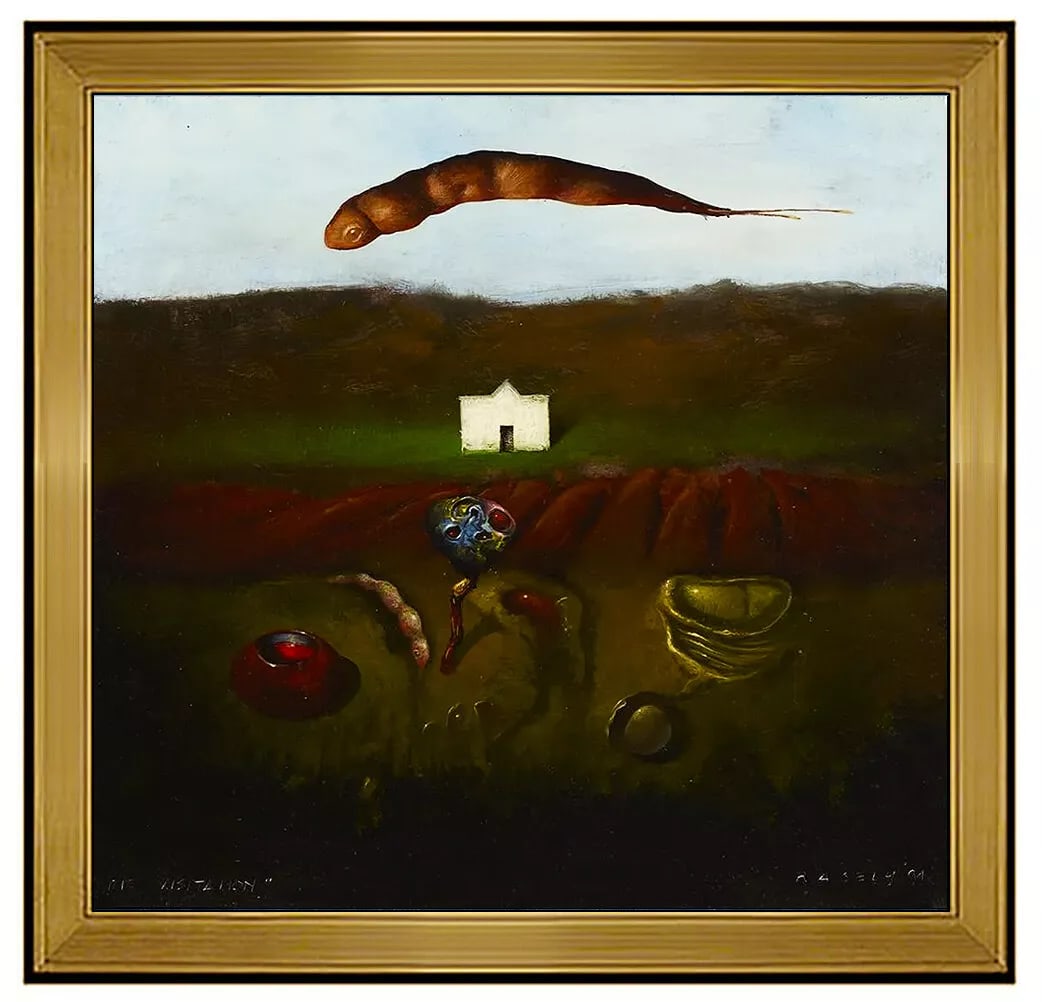 Robert Rasely Signed Original Surreal Landscape Oil Painting on Board (1 of 4)