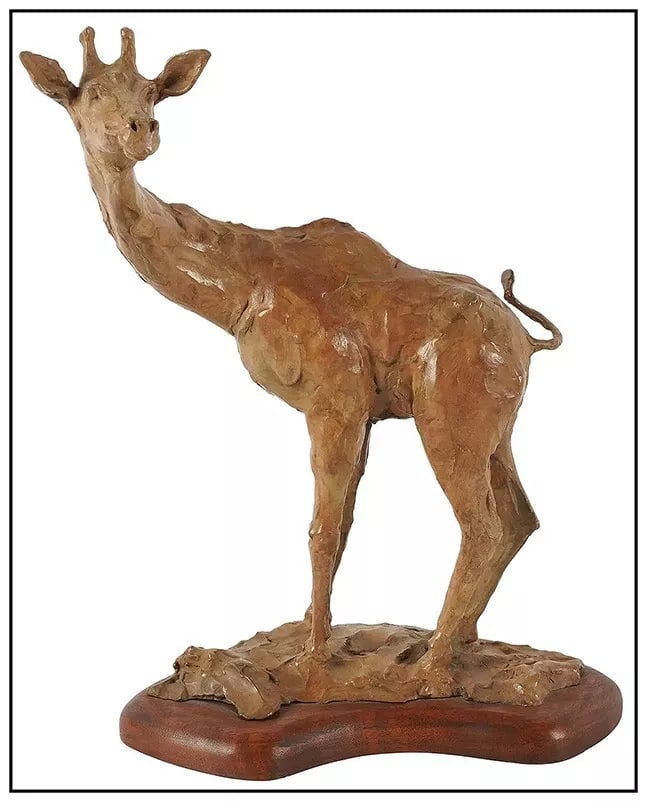 Joffa Kerr Signed Bronze Sculpture Longneck Giraffe Wildlife Artwork (1 of 4)