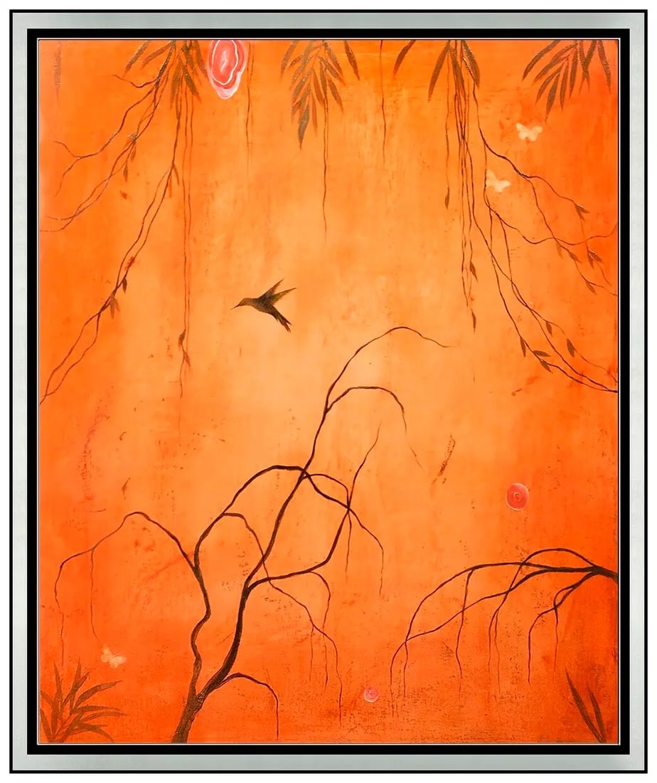 Zoe Hersey Original Acrylic Oil Painting on Canvas Bird Nature Signed Framed Art (1 of 5)