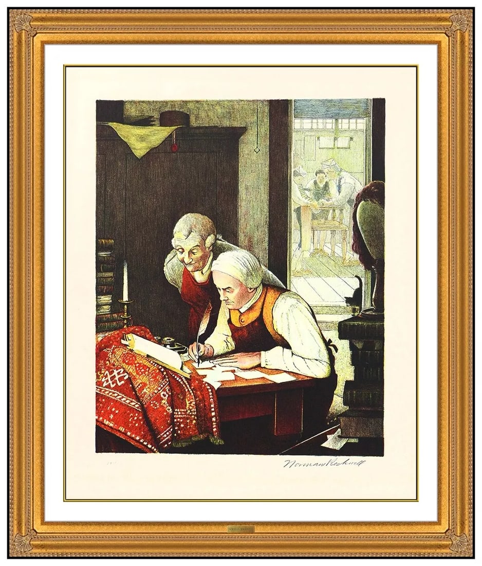 Norman Rockwell Original Ye Olde Print Shoppe Signed Lithograph Portrait Framed (1 of 7)