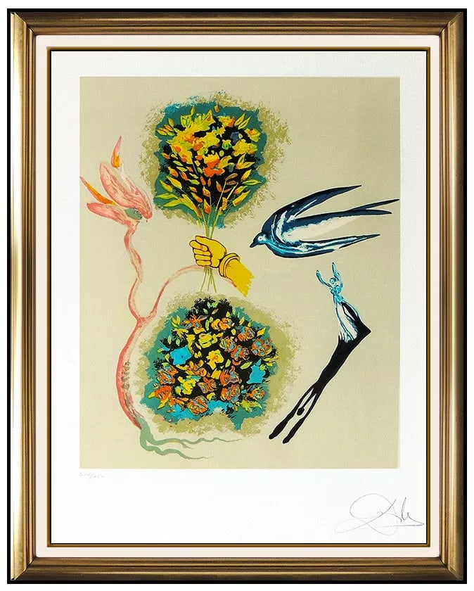 Salvador Dali Apparition of the Rose Hand Signed Color Lithograph Surreal Art (1 of 5)