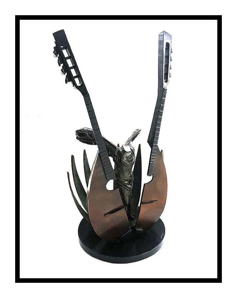 Pierre Arman Original Bronze Sculpture Sliced Mandolin Signed Large Music Art (1 of 5)