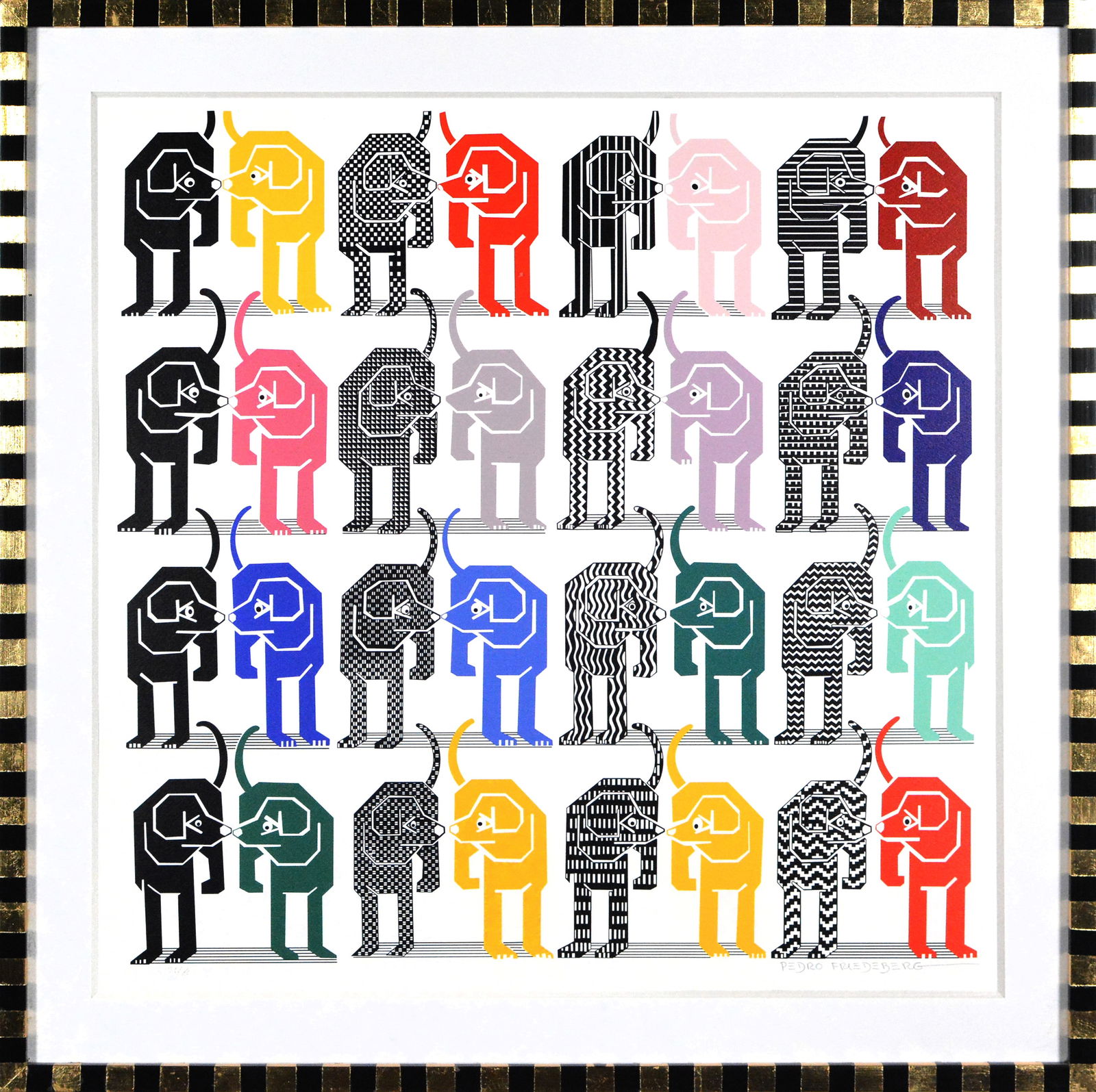 Pedro Freidberg Perros Color Serigraph Signed and Framed Abstract Animal Artwork (1 of 6)